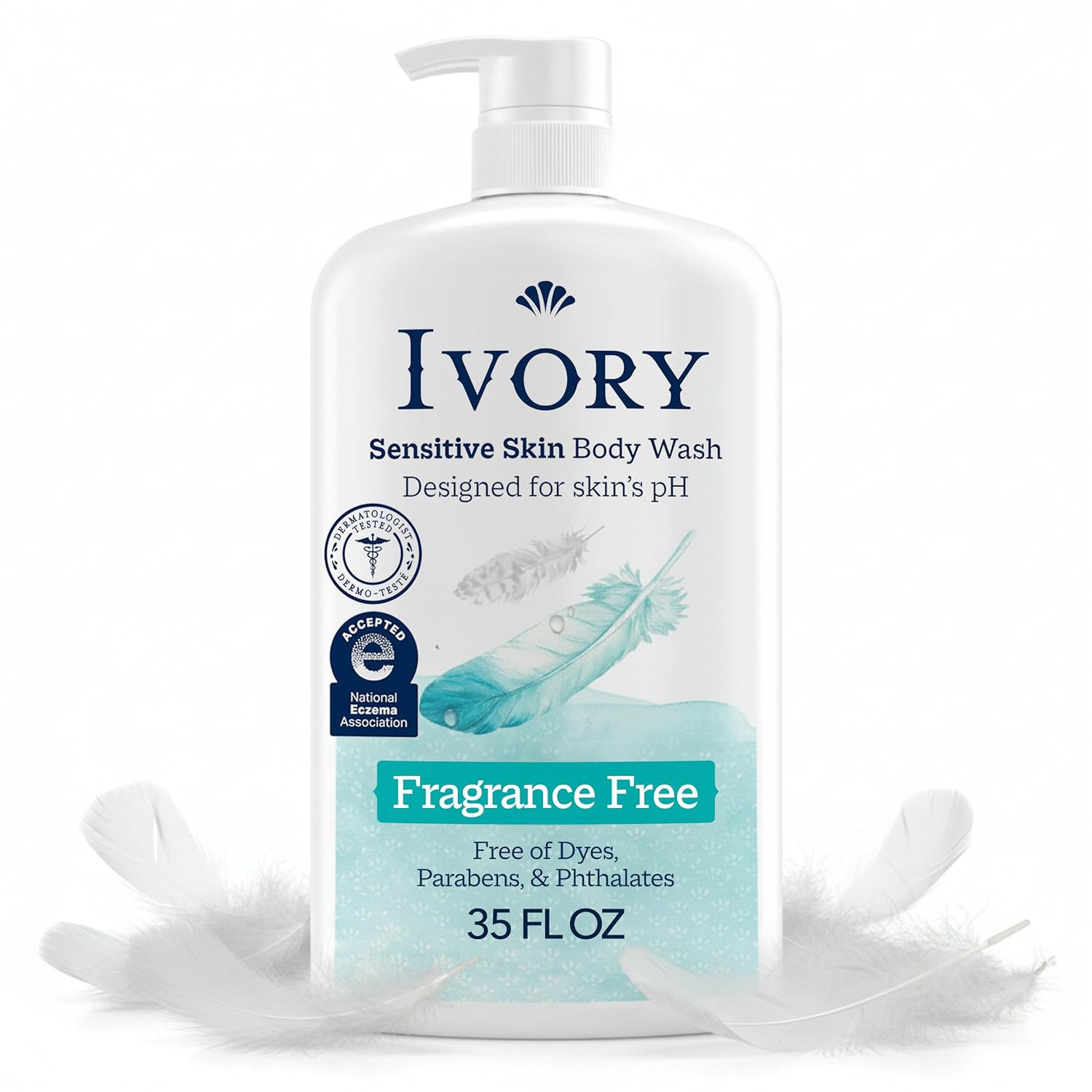 Ivory Sensitive Body Wash, Fragrance-Free,35 oz