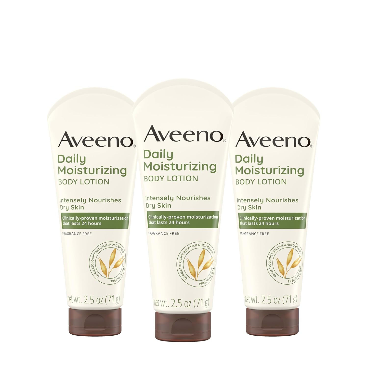 Aveeno Daily Moisturizing Body Lotion, Fragrance-Free, 2.5 fl. oz, 3 Pack | Mois