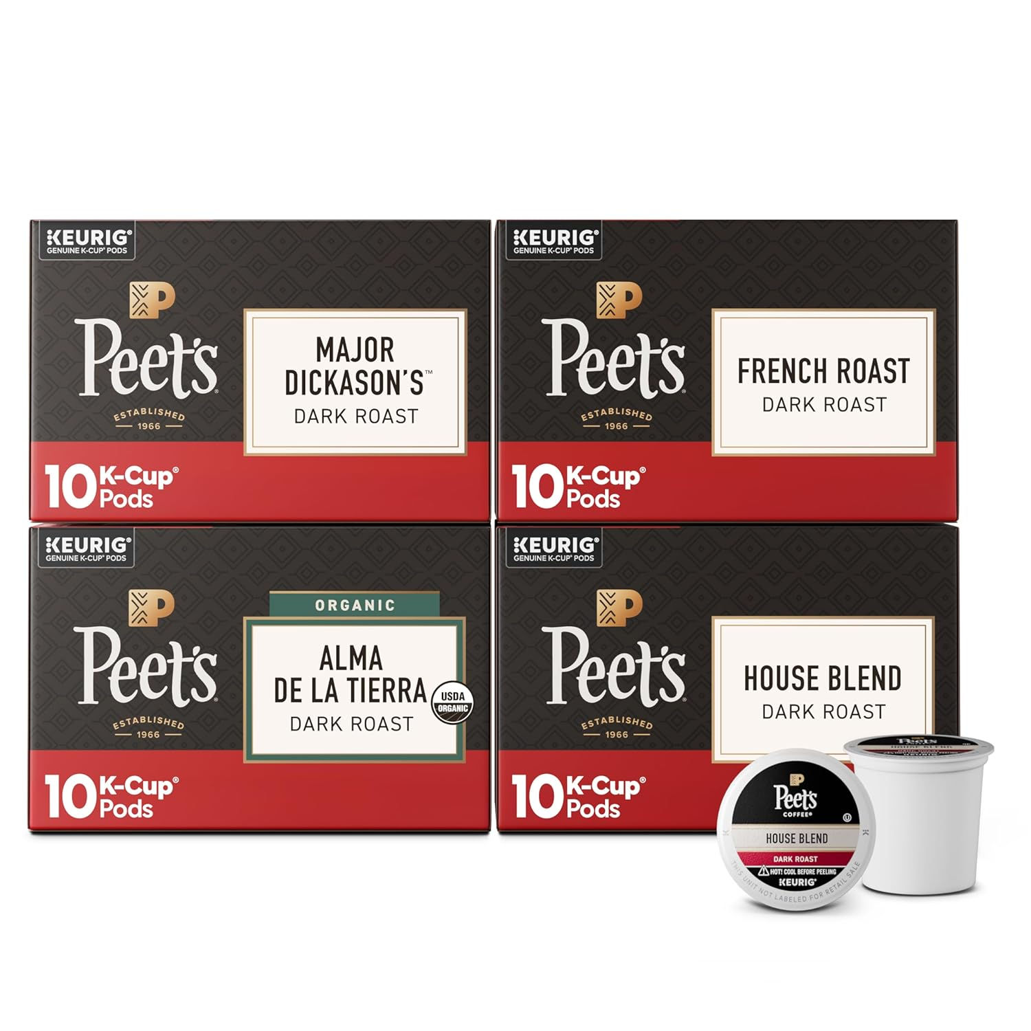 Peet's Coffee, Keurig K-Cup Pods Dark Roast Variety Pack, 100% Arabica Coffee -
