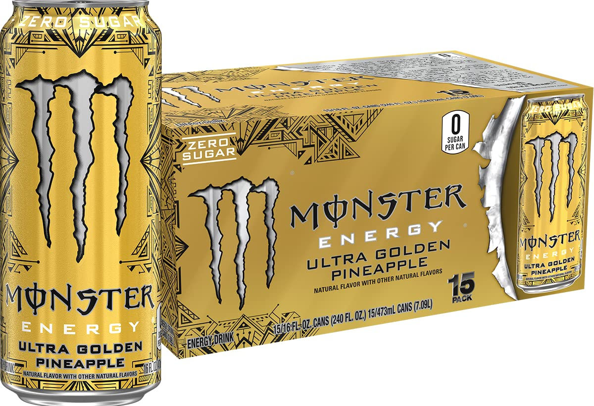 Monster Energy Ultra Golden Pineapple, Sugar Free Energy Drink, 16 Ounce | 15