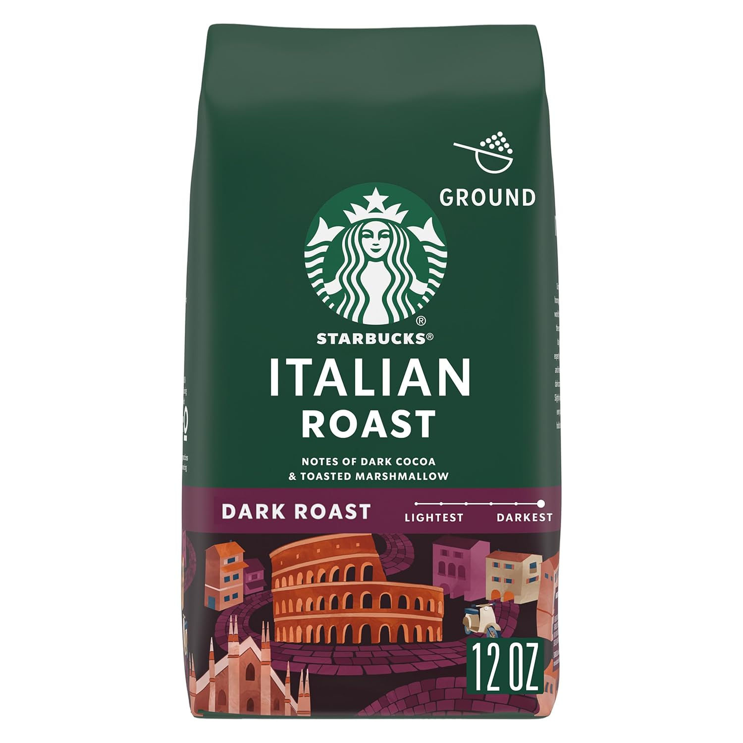 Starbucks Ground Coffee, Dark Roast Hot or Iced Coffee, Italian Roast, 12 oz | 1