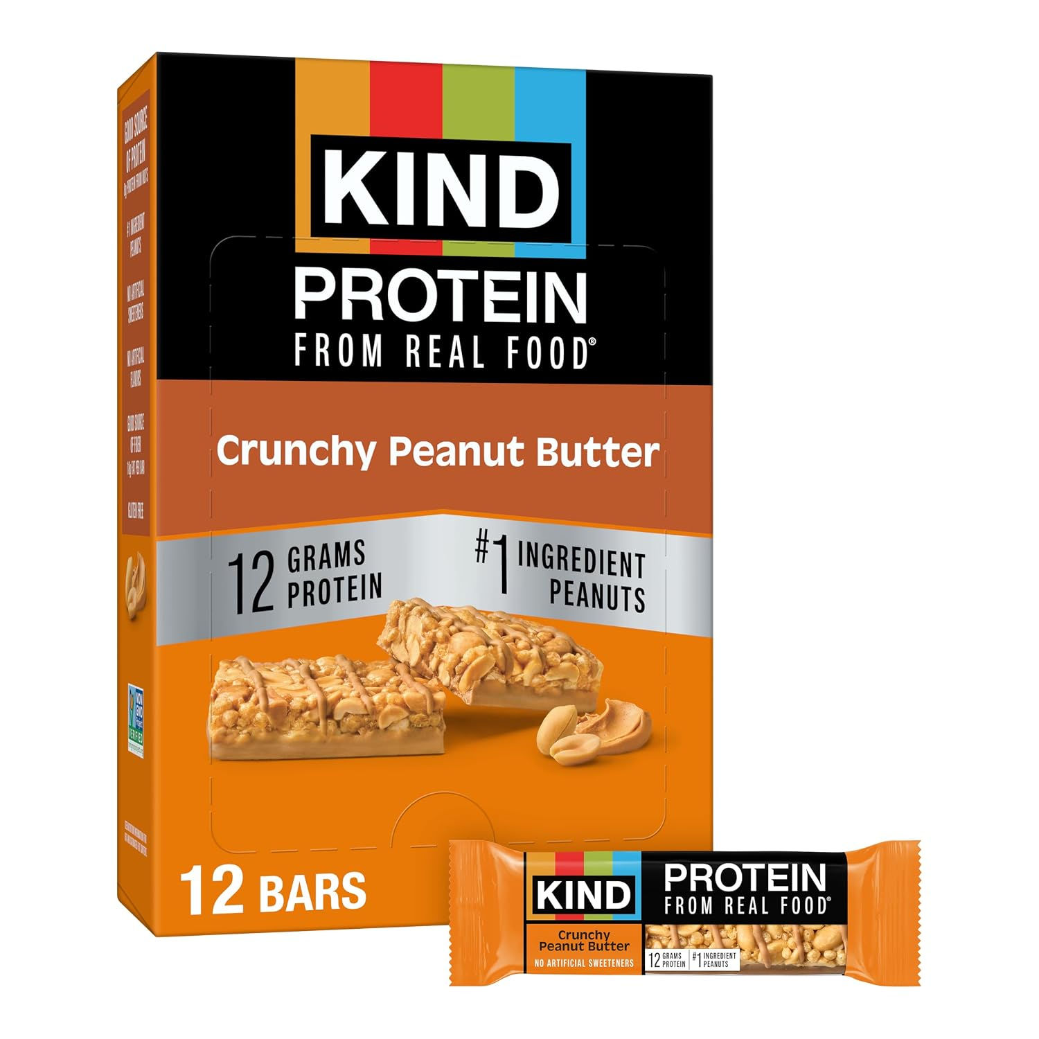 KIND Protein Bars, Crunchy Peanut Butter, Gluten Free, Healthy Snacks, 12g Prote