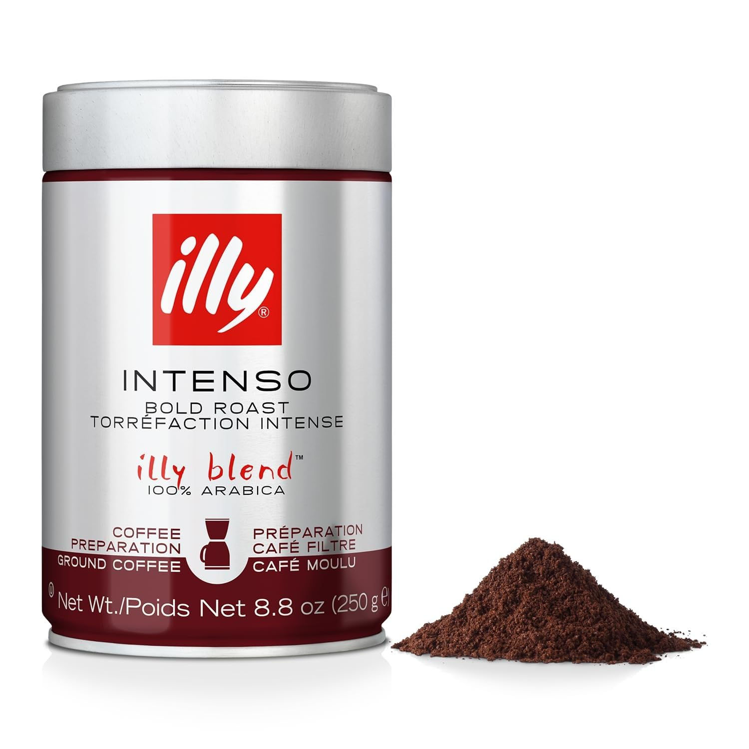 Illy Intenso Ground Drip Coffee, Bold Roast, Intense, Robust And Full Flavored W