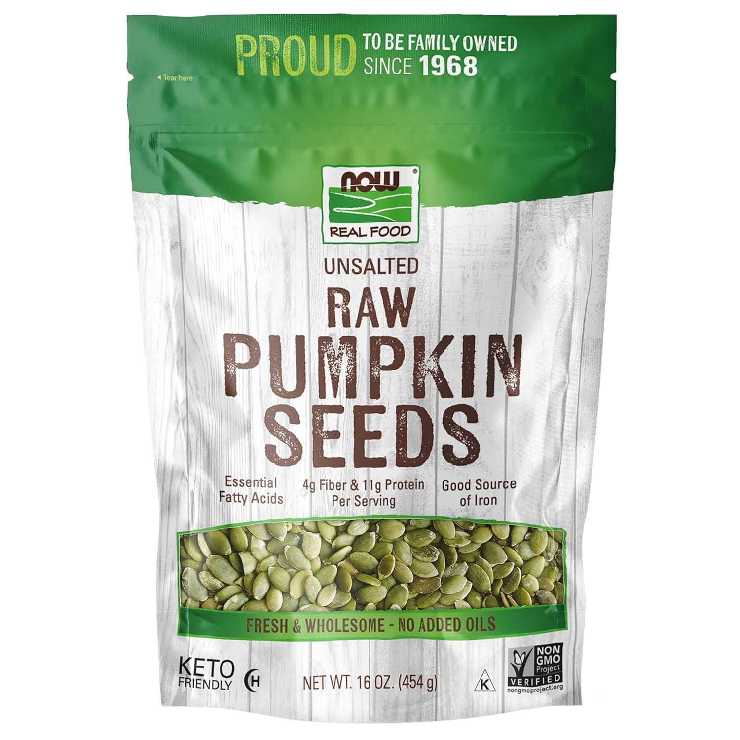 NOW Foods, Pumpkin Seeds, Raw and Unsalted, Essential Fatty Acids, Rich in Iron,