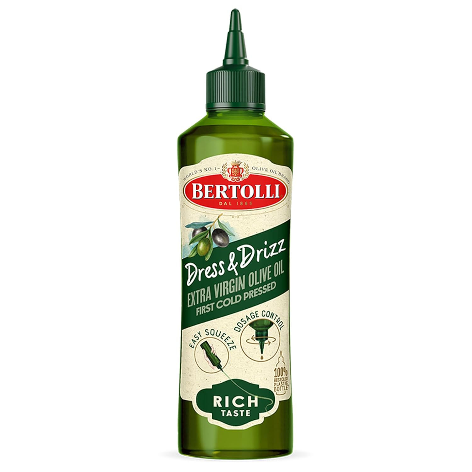 Bertolli Dress & Drizz Extra Virgin Olive Oil, Rich Taste, 15.5 fl oz