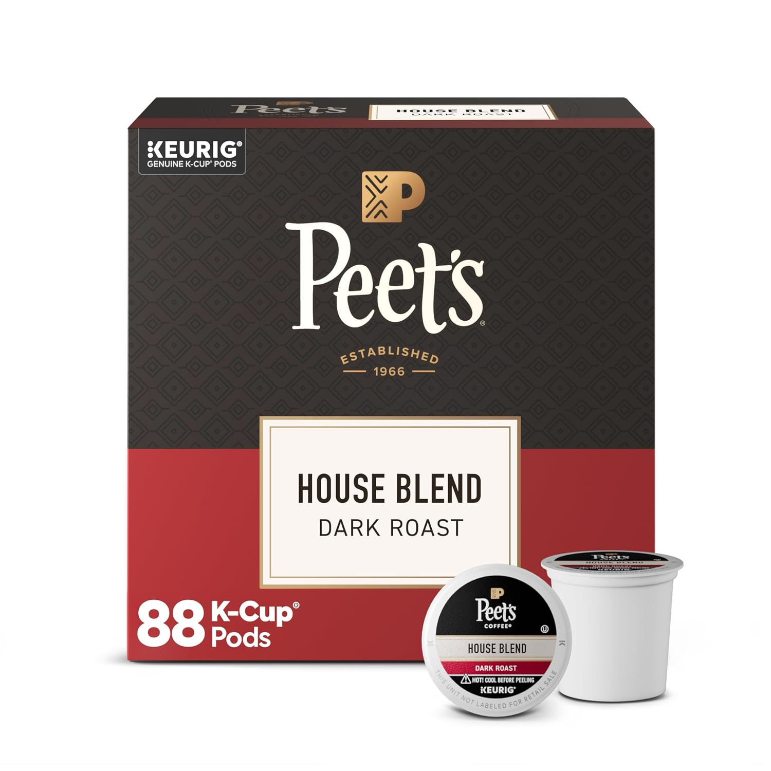 Peet's Coffee, Dark Roast Keurig K-Cup Pods, 100% Arabica Coffee - House Blend 8