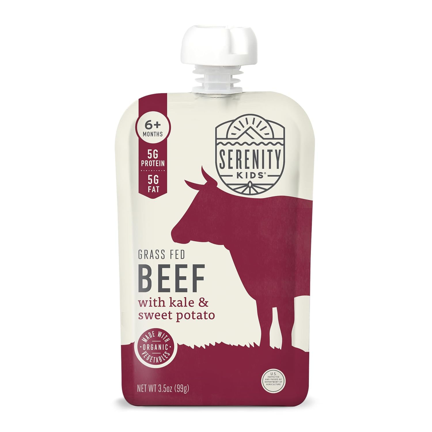 Serenity Kids Organic Baby Food Pouch, Beef Puree, No Added Sugar, 3.5 Oz | Savo