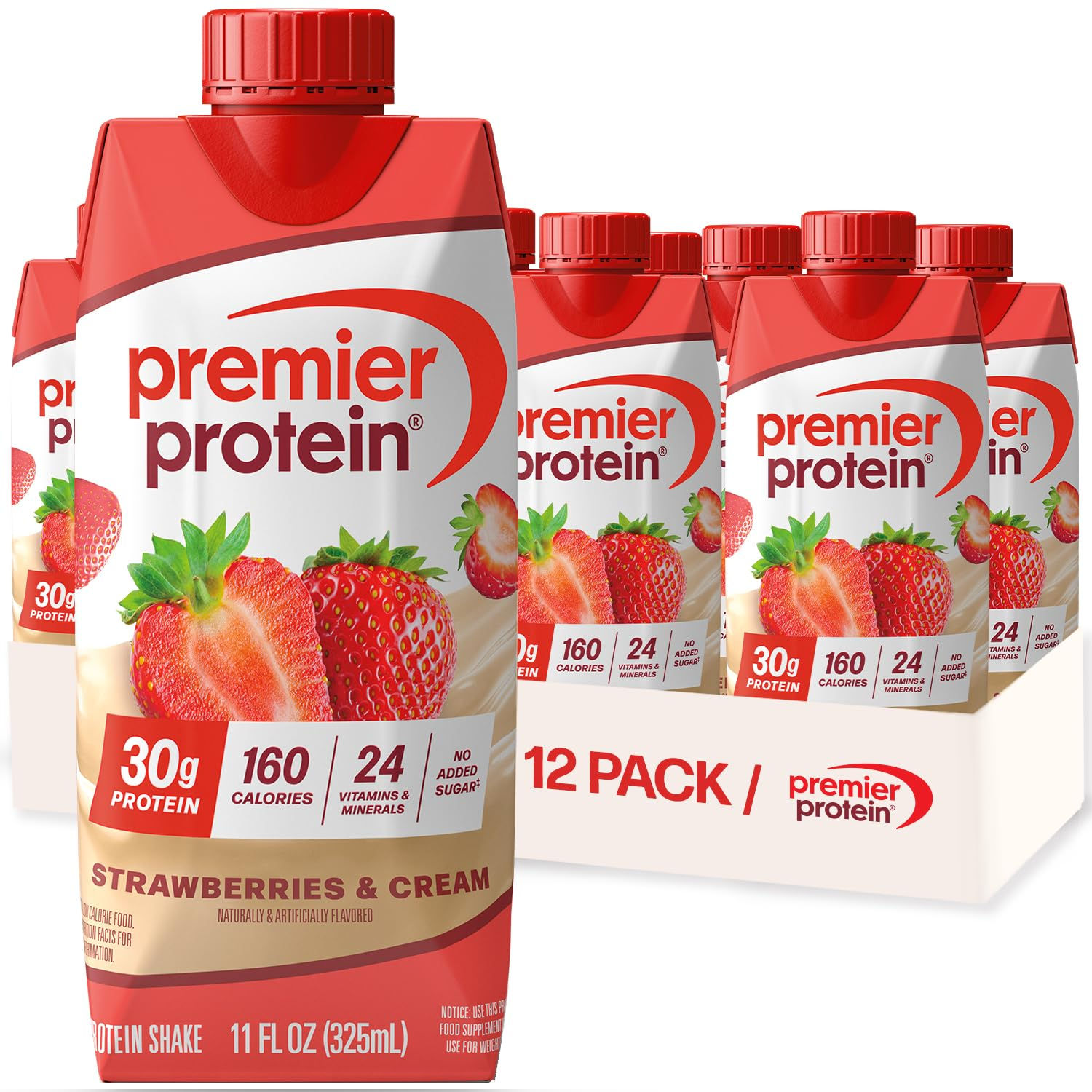 Premier Protein Shake, Strawberries & Cream, 12 Pack, 11 oz