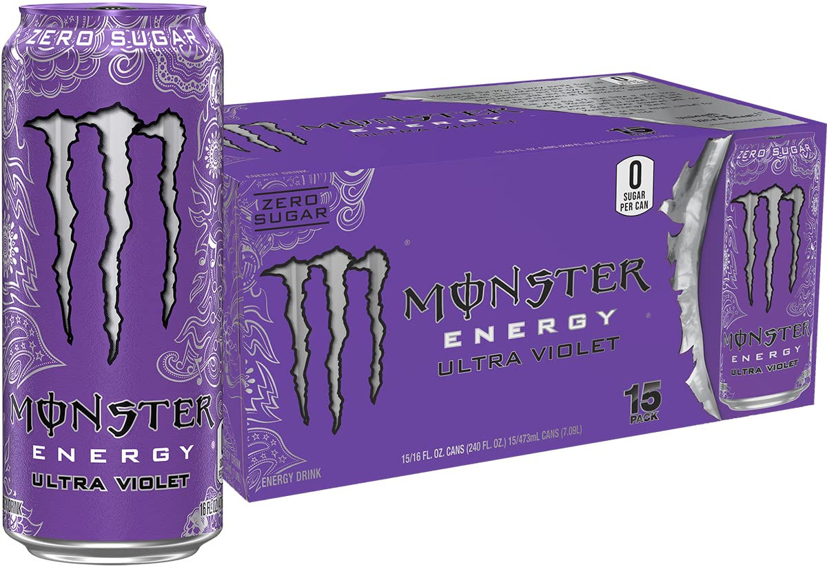 Monster Energy Ultra Violet, Sugar Free Energy Drink, 16 Ounce | Pack of 15