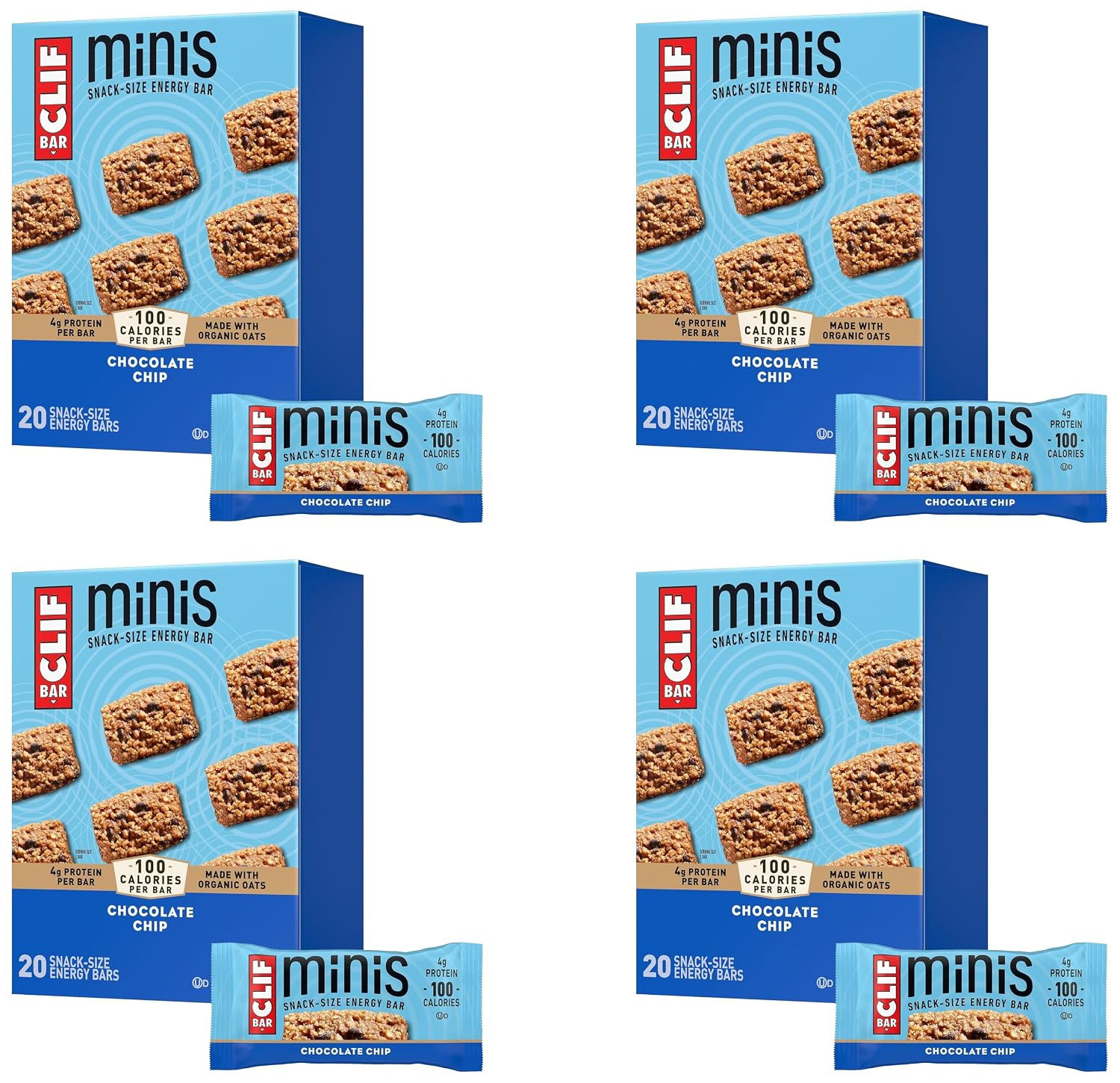 CLIF BAR Minis - Chocolate Chip - Made with Organic Oats - 4g Protein - Non-GMO