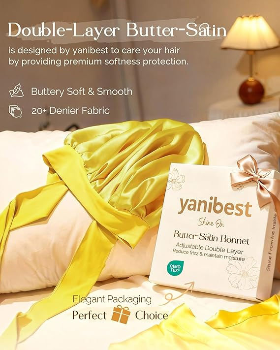 Miniature : YANIBEST Adjustable Silk Bonnet for Sleeping