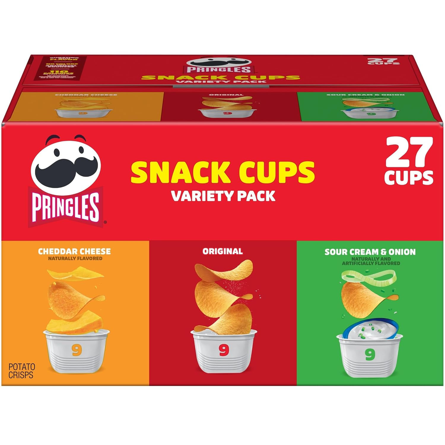 Pringles Potato Crisps Chips, Lunch Snacks, Snack Cups, Variety Pack, 19.3oz Box