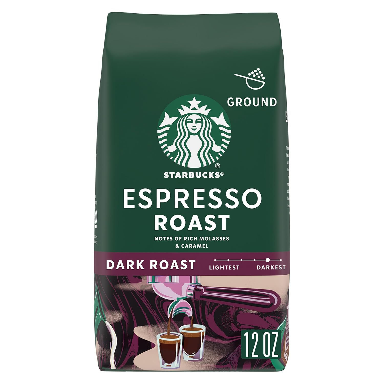 Starbucks Ground Coffee, Dark Roast Hot or Iced Coffee, Espresso Roast, 12 oz |