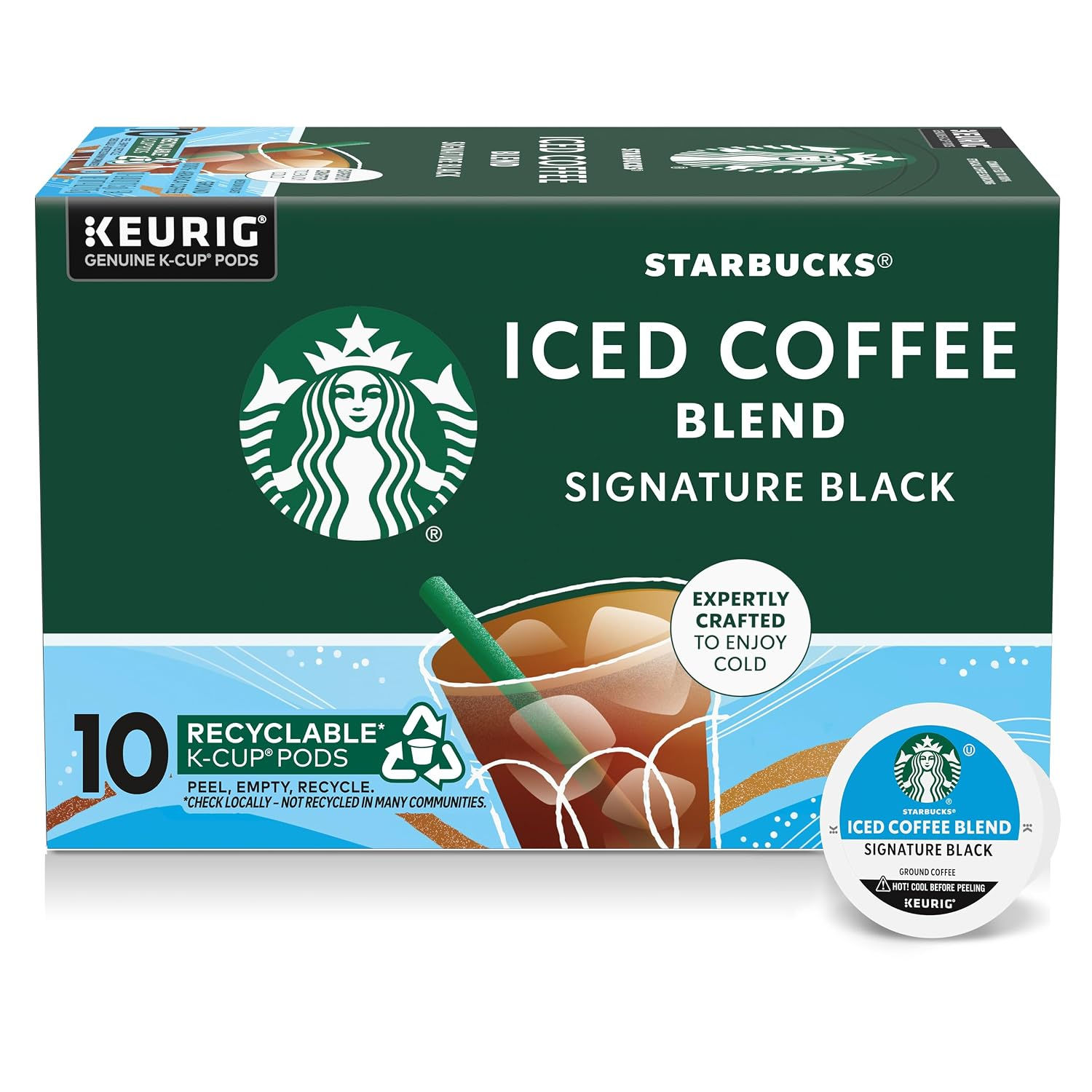 Starbucks K-Cup Coffee Pods, Iced Signature Black, 10 Count | 100% Arabica K-Cup