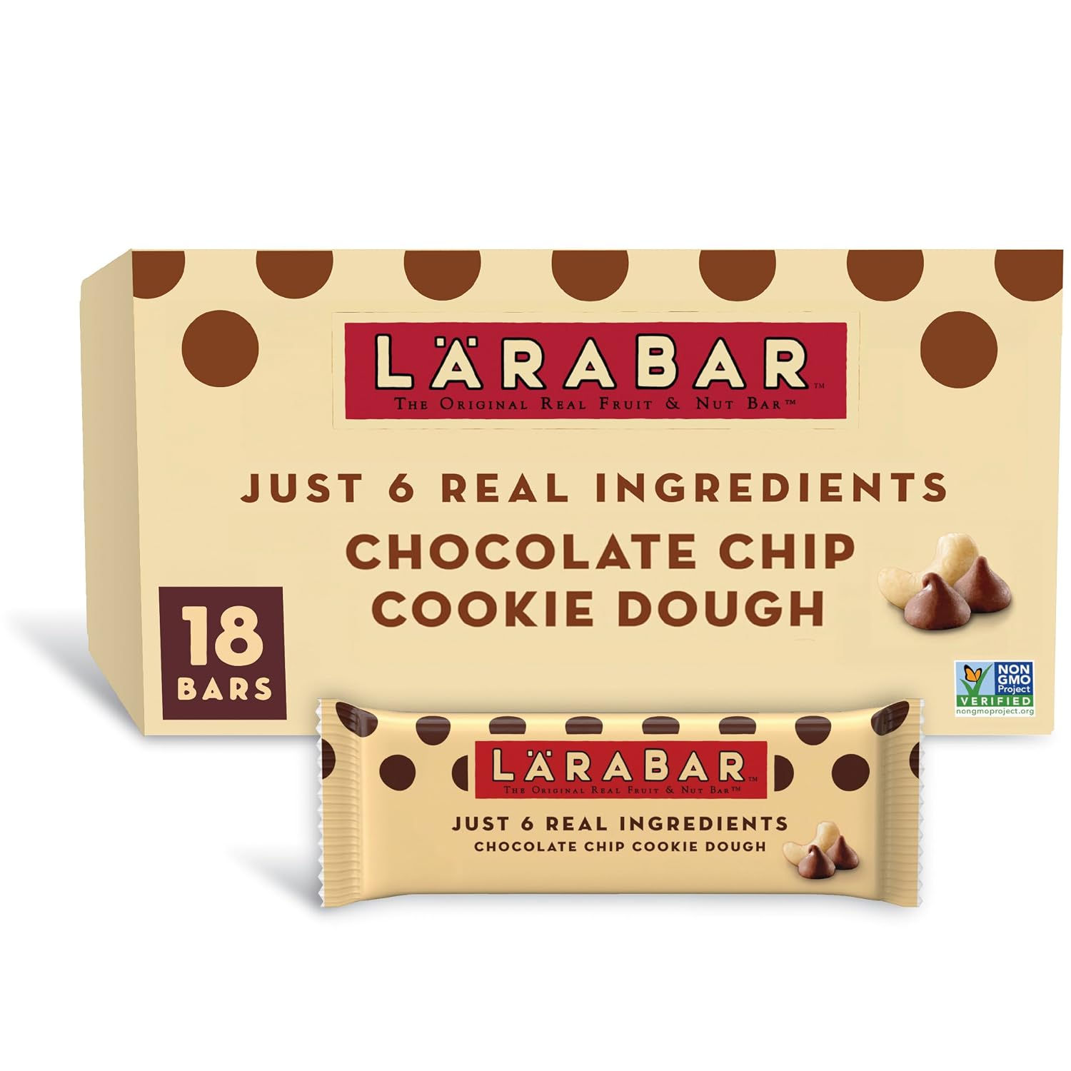Larabar Chocolate Chip Cookie Dough, Fruit & Nut Bars, 18 ct, 28.8 oz | Gluten-F
