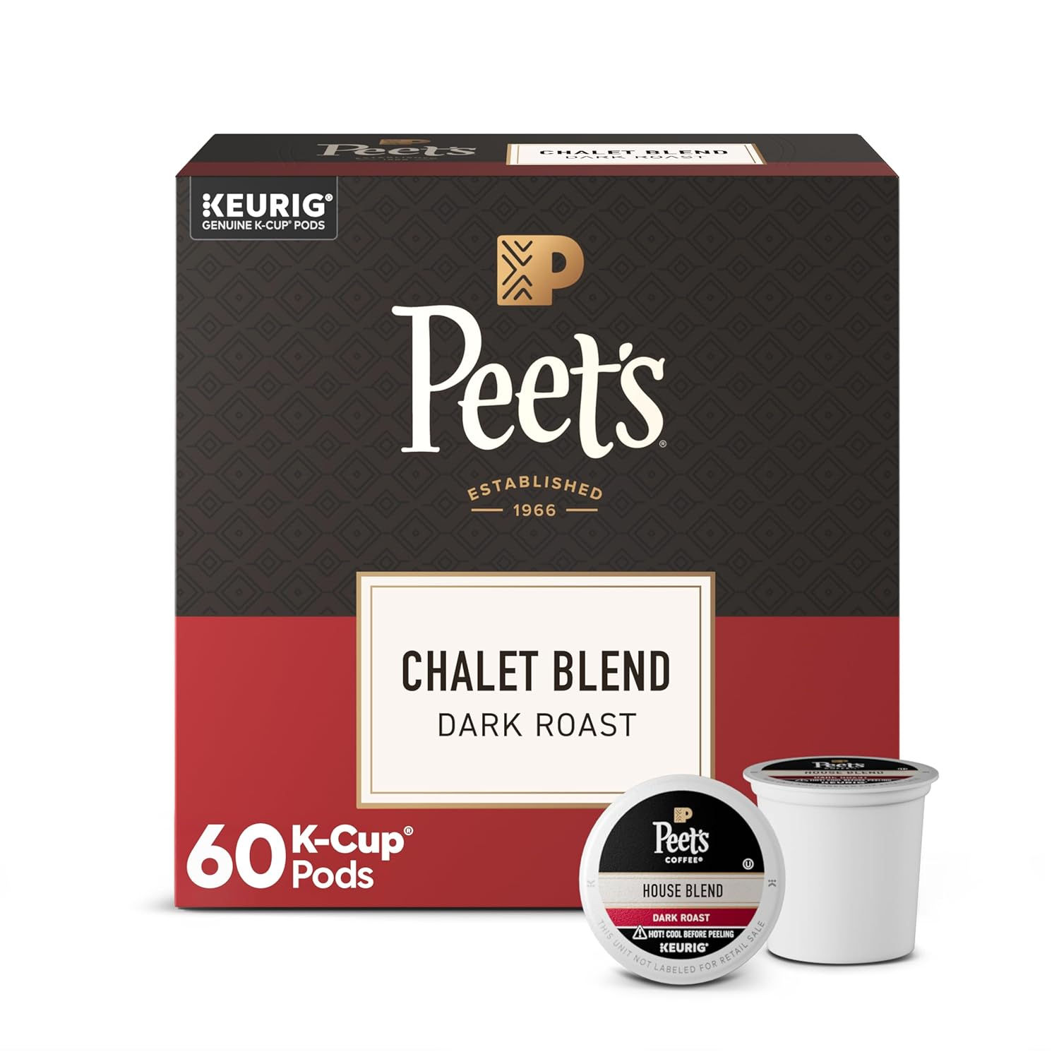 Peet's Coffee, Dark Roast Keurig K-Cup Pods, 100% Arabica Coffee - Chalet Blend