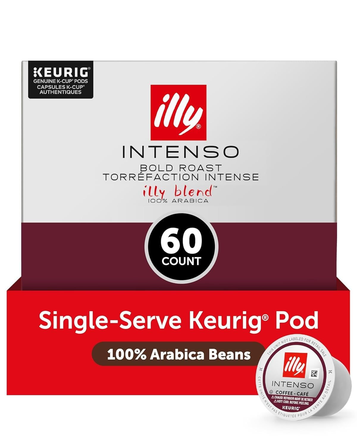 illy Coffee K Cup Pods, Intenso Dark Roast, 10 Count, 6 Pack | Keurig Coffee Pod