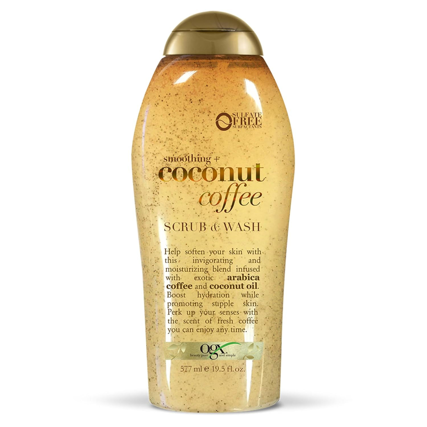 OGX Smoothing + Coconut Coffee Body Scrub, 19.5 fl oz | Infused with Arabica Cof