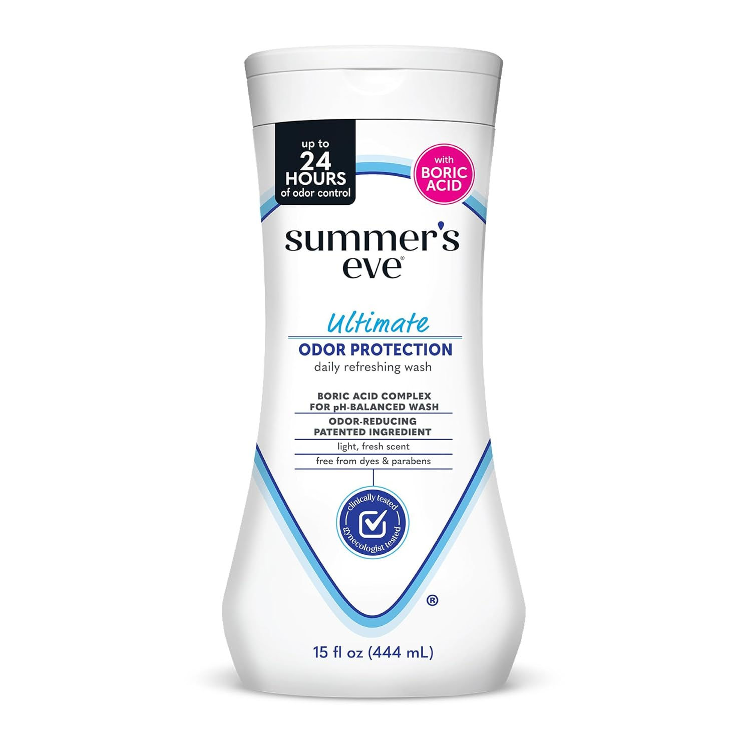 Summer's Eve Feminine Wash, Ultimate Odor Protection, Boric Acid, 15 Fl Oz