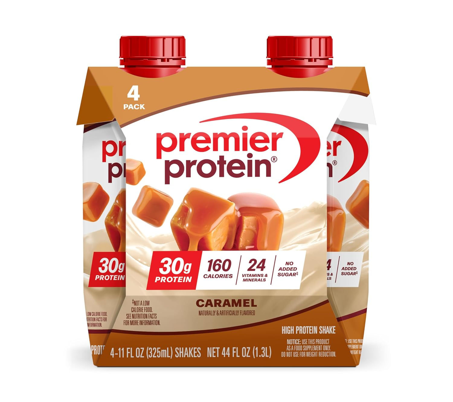 Premier Protein Shake, Caramel, 30g High Protein, 4 Pack, 11 oz