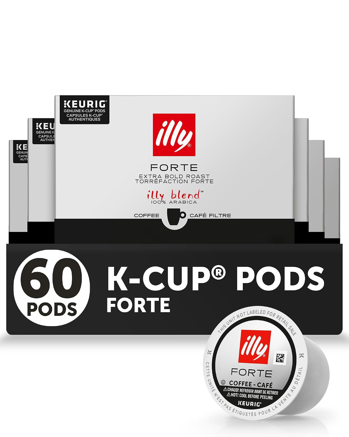illy Coffee K Cup Pods, Forte Dark Roast, 10 Count, 6 Pack | Keurig Coffee Pods