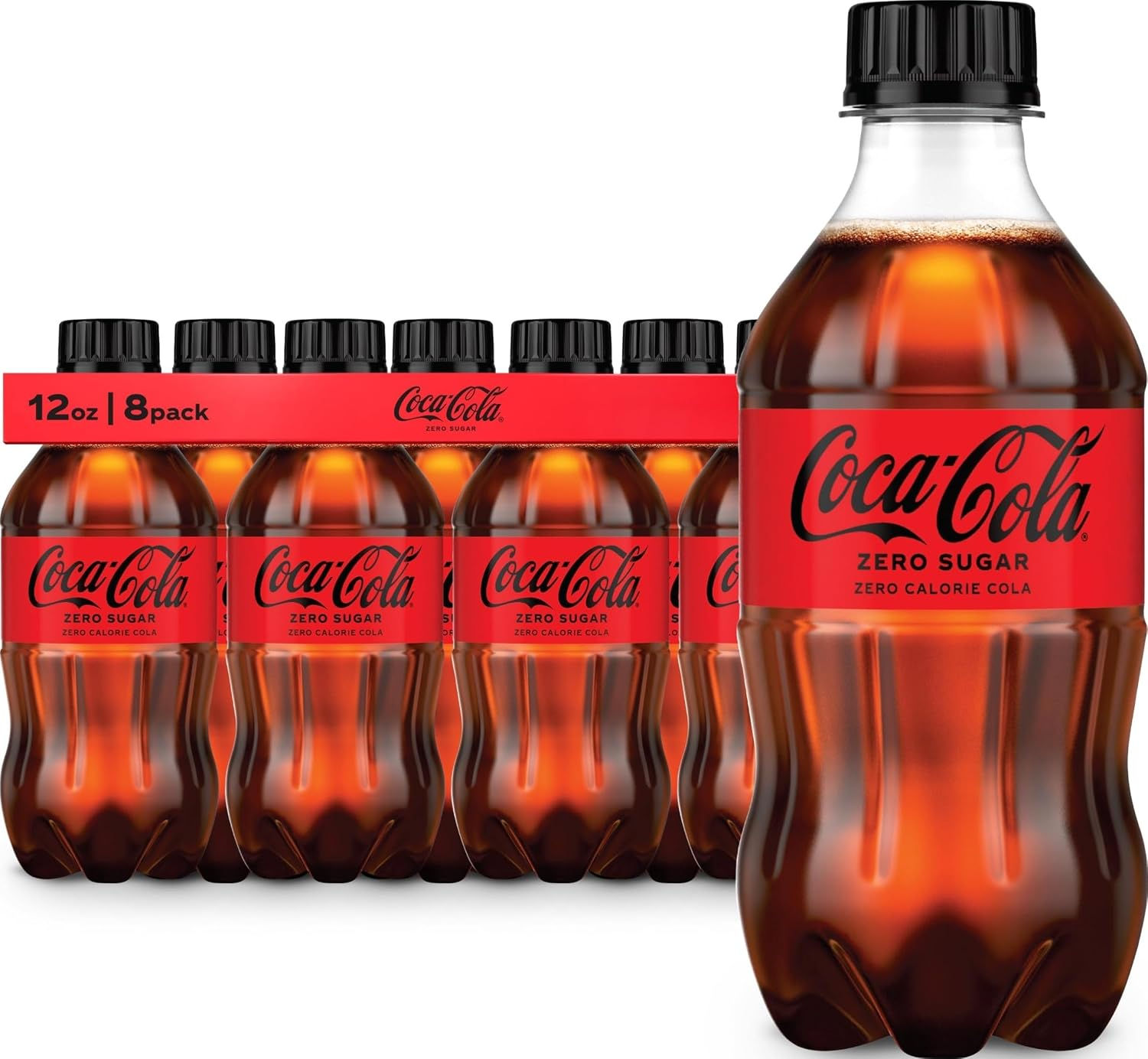 Coca-Cola Zero Sugar Soda Soft Drink Bottles, 12 fl oz, 8 Pack