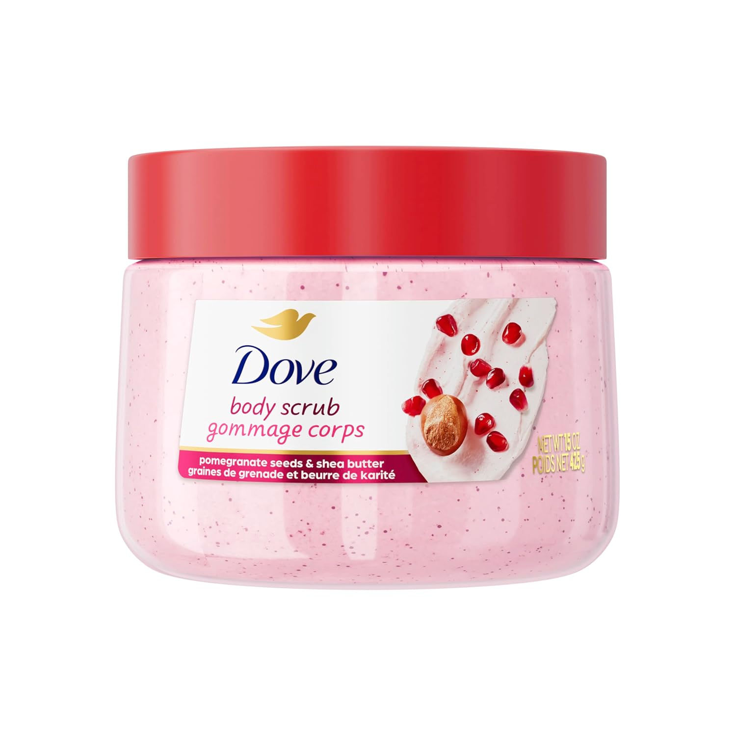 Dove Body Scrub Pomegranate & Shea Butter, 15 oz | Exfoliating body scrub that b