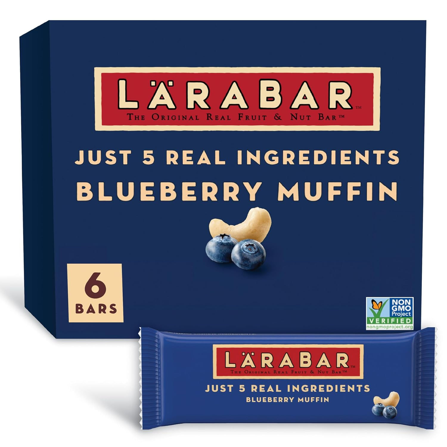 Larabar Blueberry Muffin, Fruit & Nut Bars, 6 ct, 9.6 oz | Gluten-Free, Vegan, D