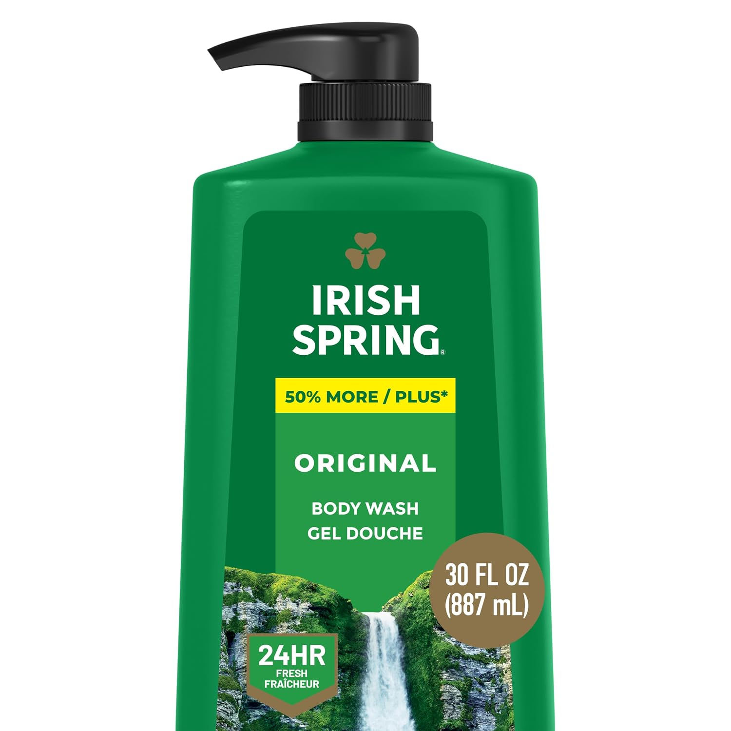 Irish Spring Body Wash for Men, 24 HR Fresh, For Face and Body, 30 fl oz