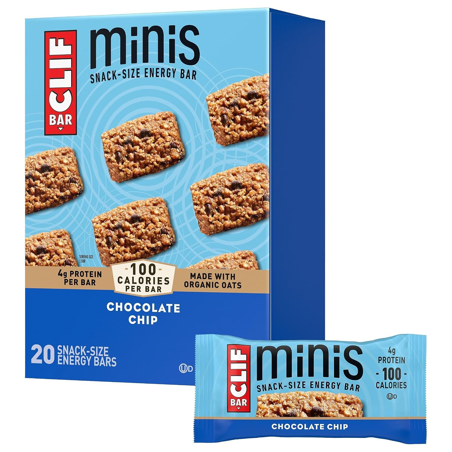 Clif Bar, Minis - Chocolate Chip - Made with Organic Oats - 4g Protein - - - Sna