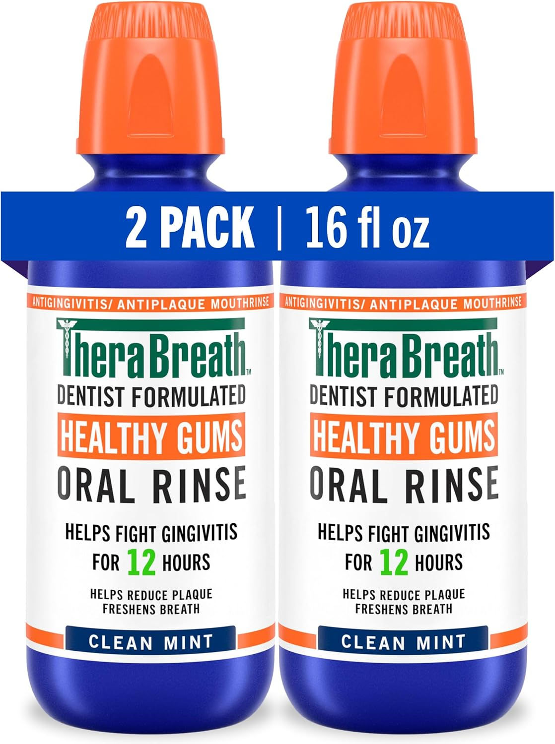 TheraBreath Healthy Gums Oral Rinse, Clean Mint, 16 fl oz, 2-Pack | Antigingivit