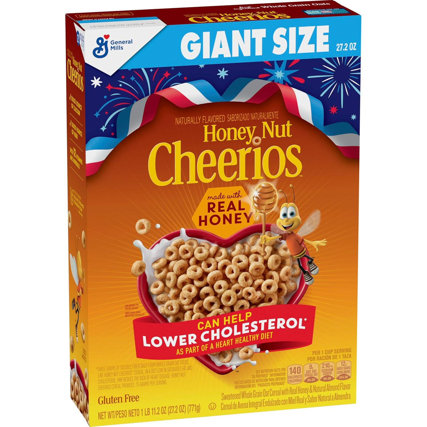 Honey Nut Cheerios, Heart Healthy Gluten Free Breakfast Cereal with Whole Grain
