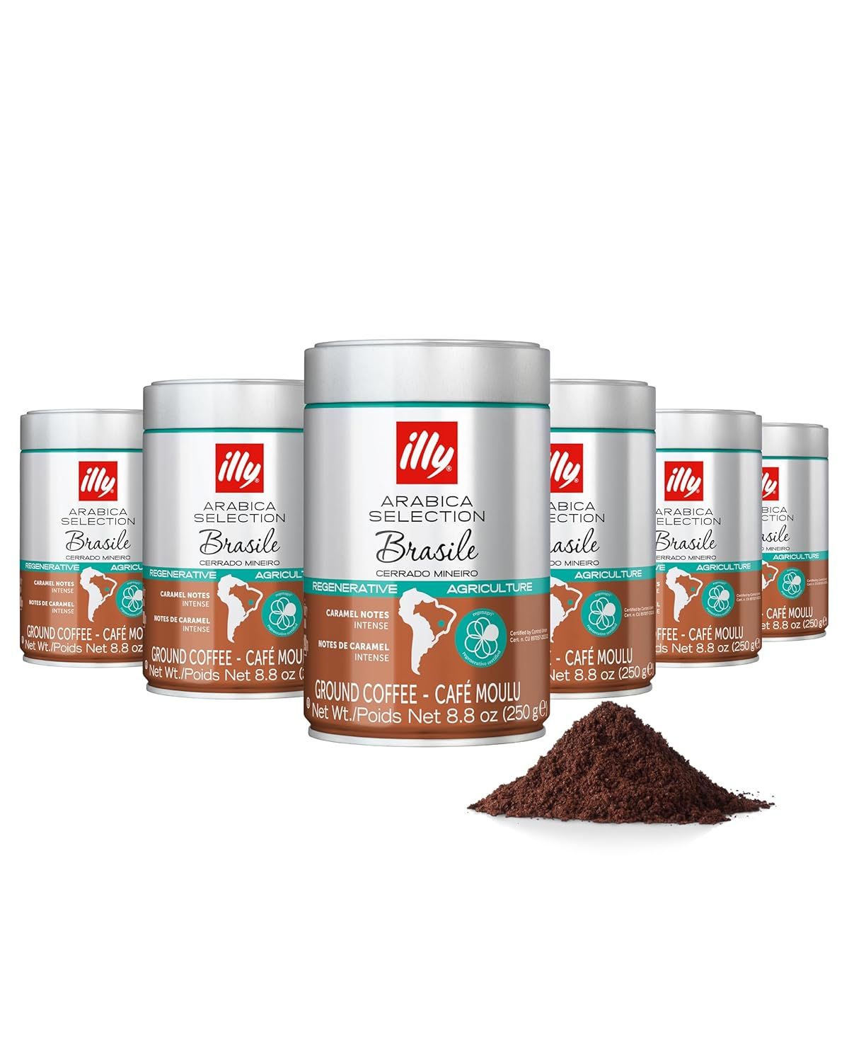 illy Ground Drip Coffee, Brasile Medium Roast, 8.8oz, 6 Pack | Regenerative Agri