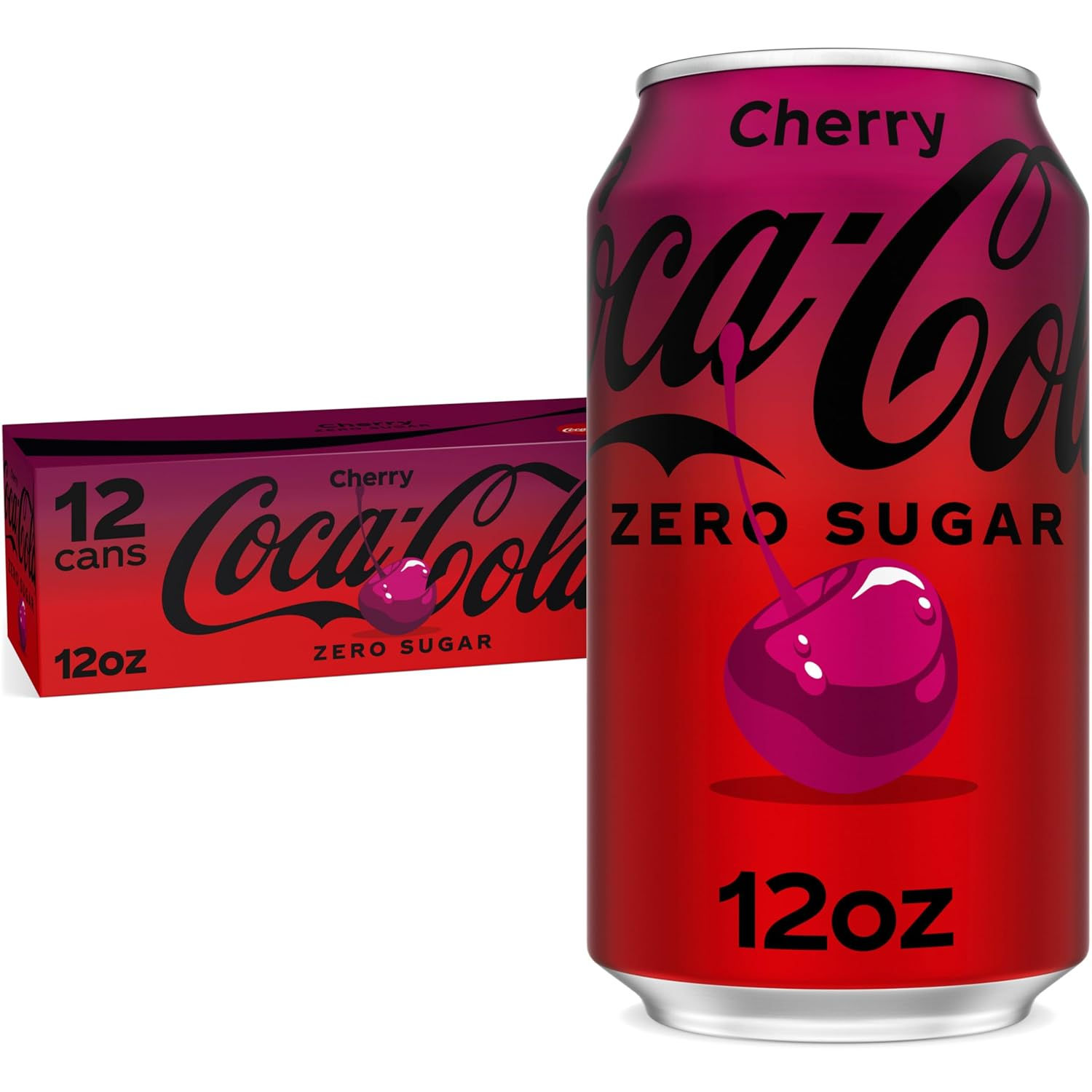 Coca-Cola Zero Sugar Cherry Soda Fridge Pack Cans, 12 fl oz, 12 Pack | Carbonate