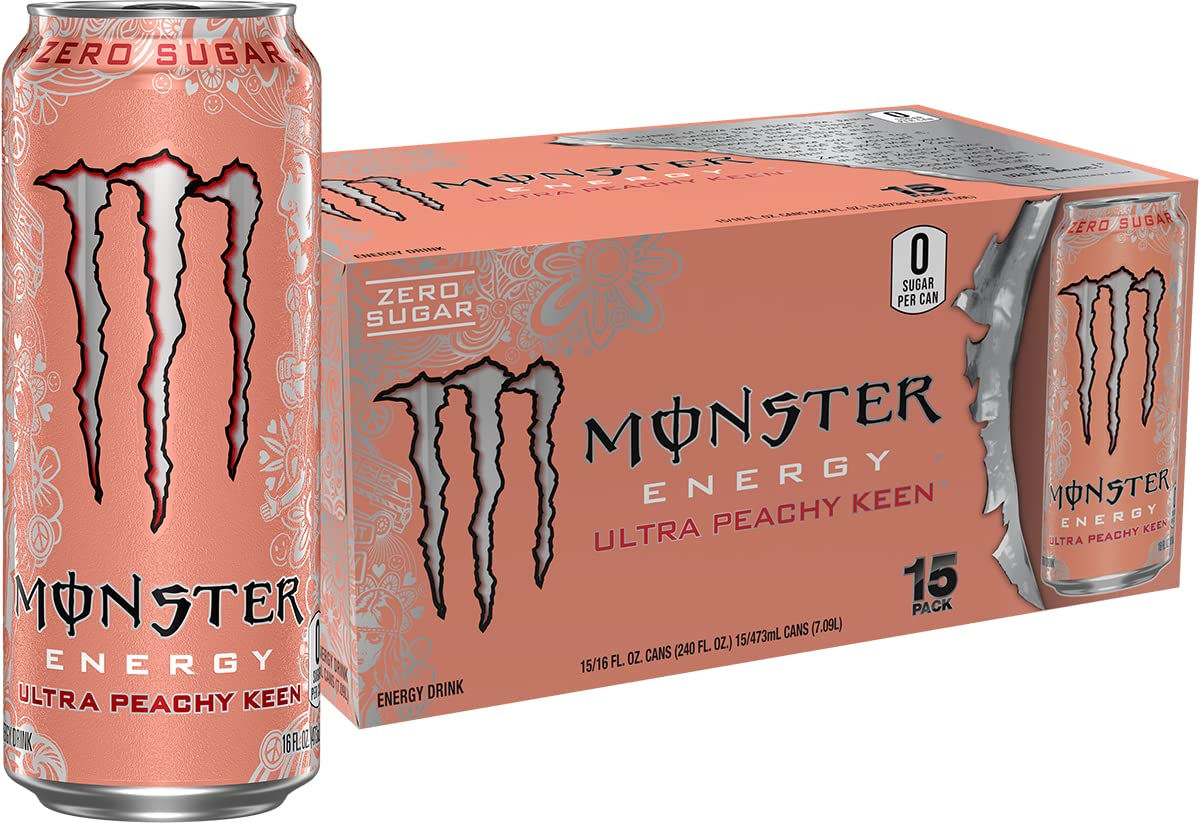 Monster Energy Ultra Peachy Keen, Sugar Free Energy Drink, 16 oz (Pack of 15) |