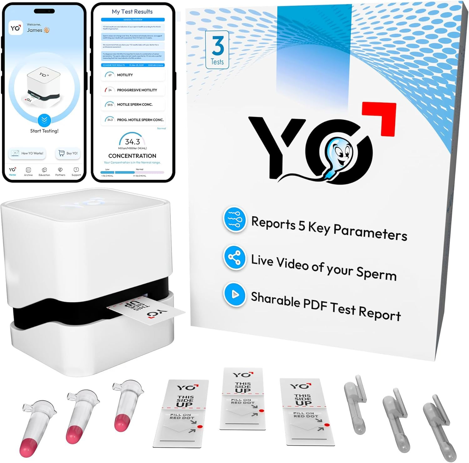 YO Home Sperm Test | #1 FDA Cleared Home Semen Analysis | Tests Sperm Concentrat