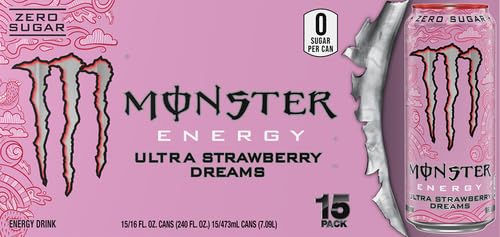 Miniature : Monster Energy Ultra Strawberry Dreams, Sugar Free Energy Drink, 16 Ounce | 15