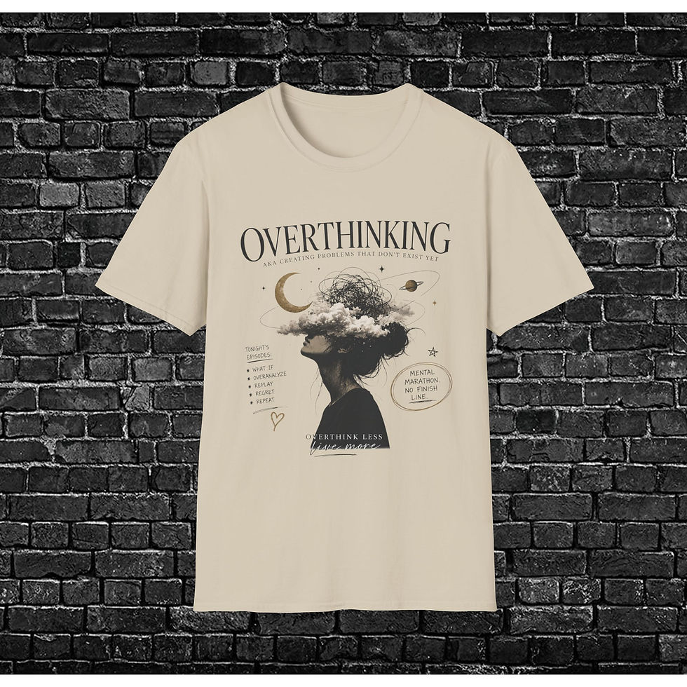 Thumbnail: Overthinking Graphic T‑Shirt — Celestial Mindscape Tee with 'Overthinking' Text