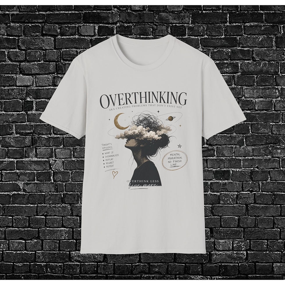 Thumbnail: Overthinking Graphic T‑Shirt — Celestial Mindscape Tee with 'Overthinking' Text