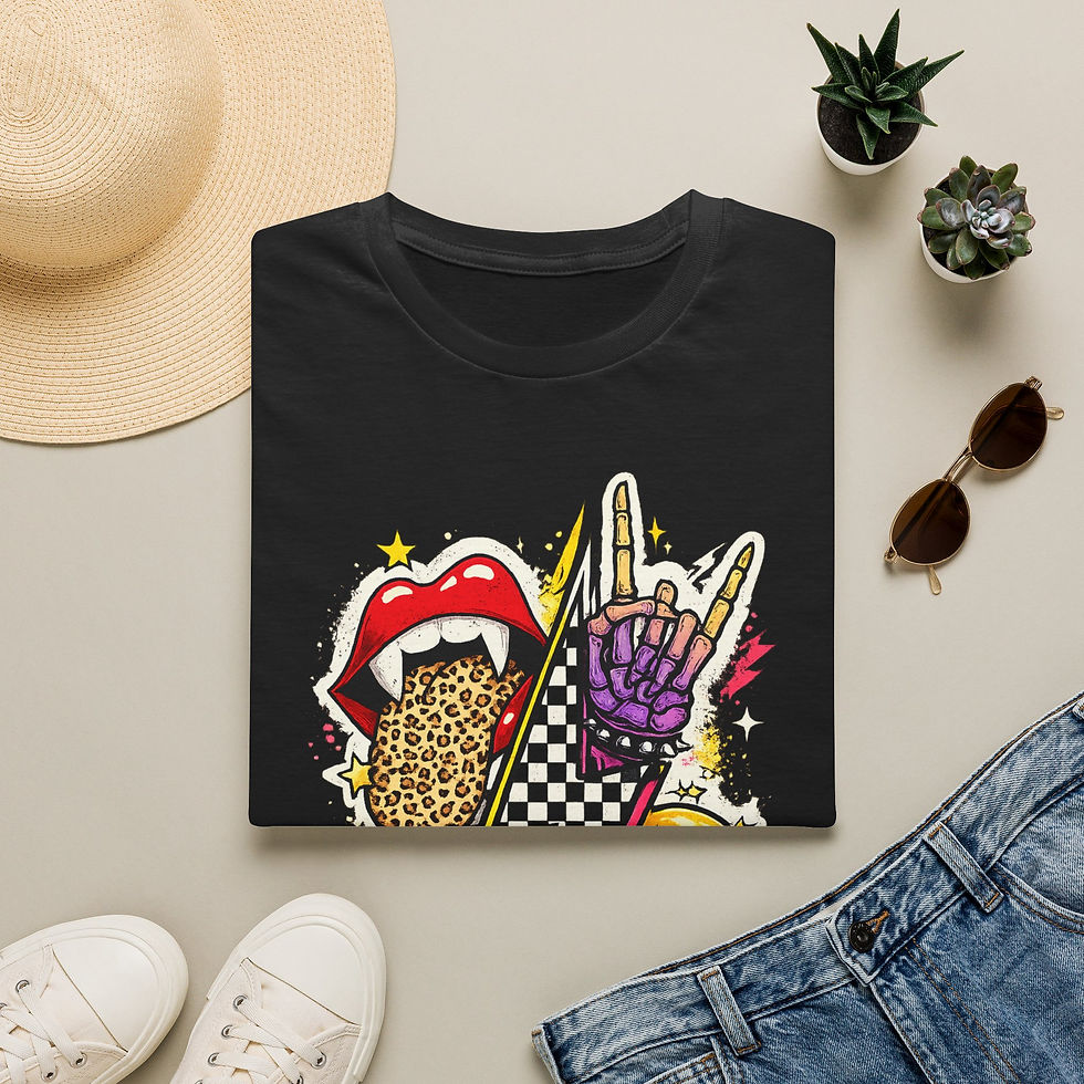 Thumbnail: Retro Leopard Tongue, Skull & Lightning Tee