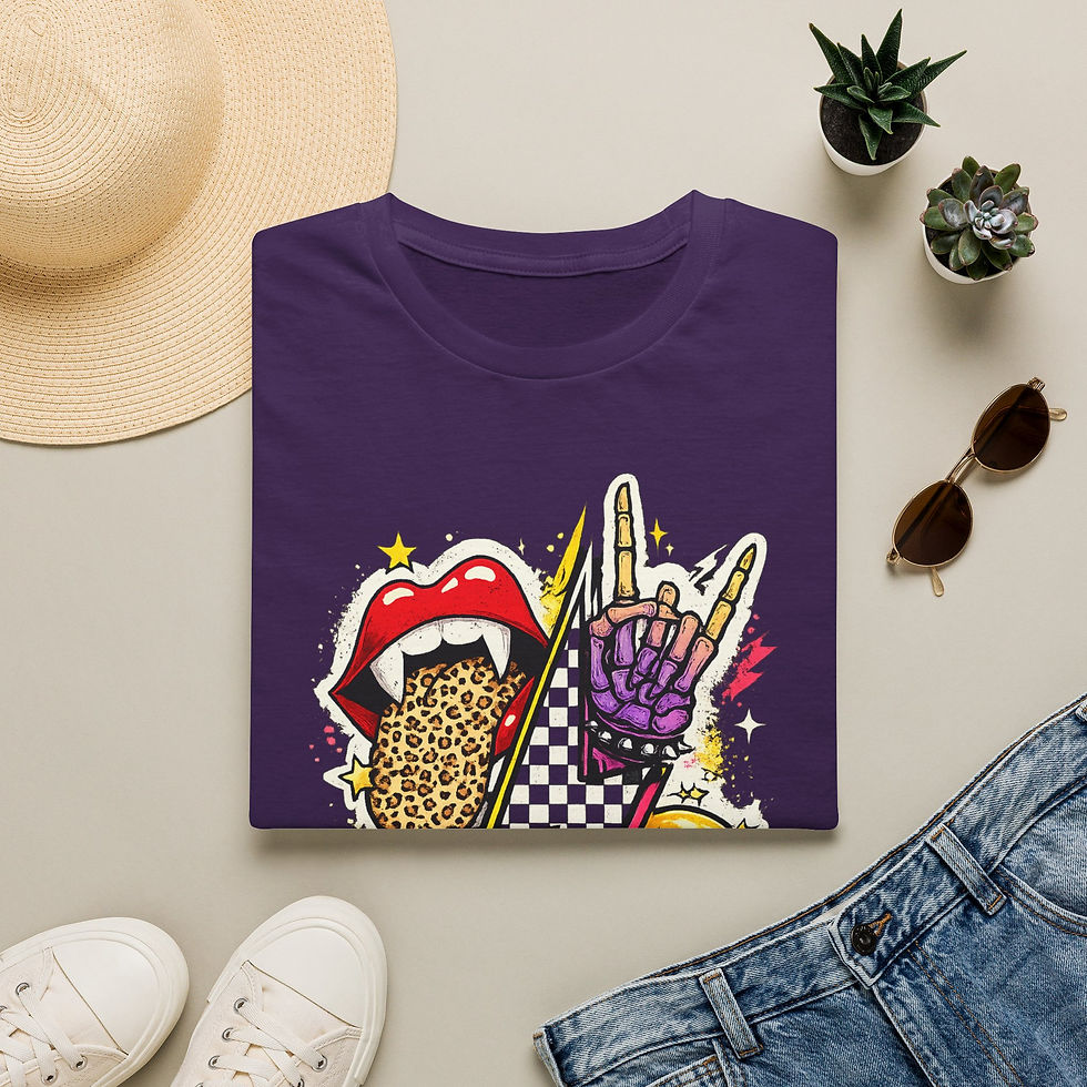 Thumbnail: Retro Leopard Tongue, Skull & Lightning Tee