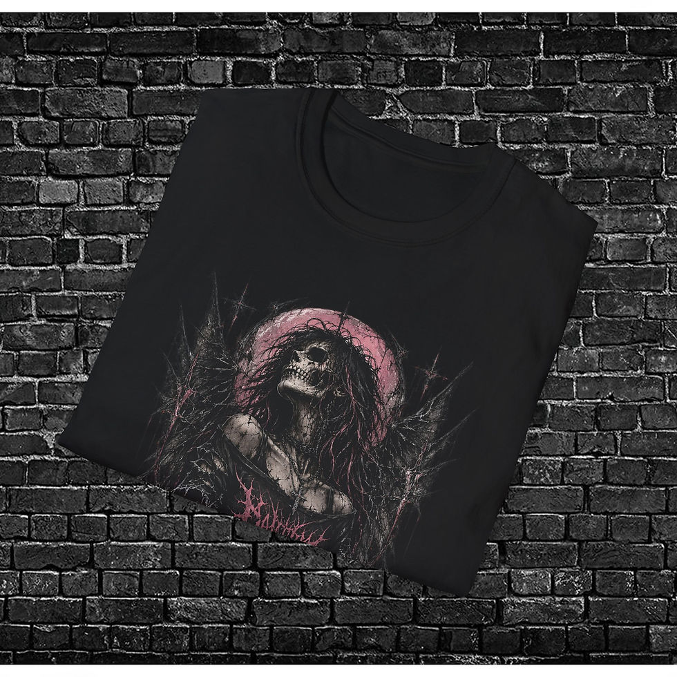 Thumbnail: Skull Embrace T-Shirt – Gothic Dark Angel Graphic Tee