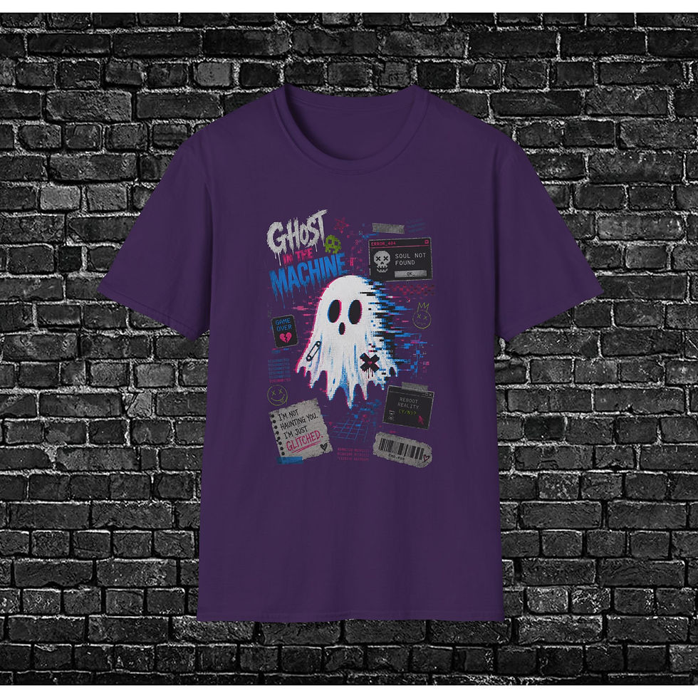Thumbnail: Ghost in the Machine T‑Shirt — Retro Tech Vaporwave Ghost Graphic Tee