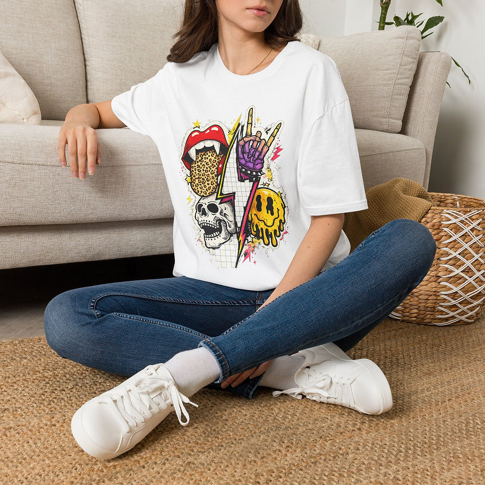Thumbnail: Retro Leopard Tongue, Skull & Lightning Tee