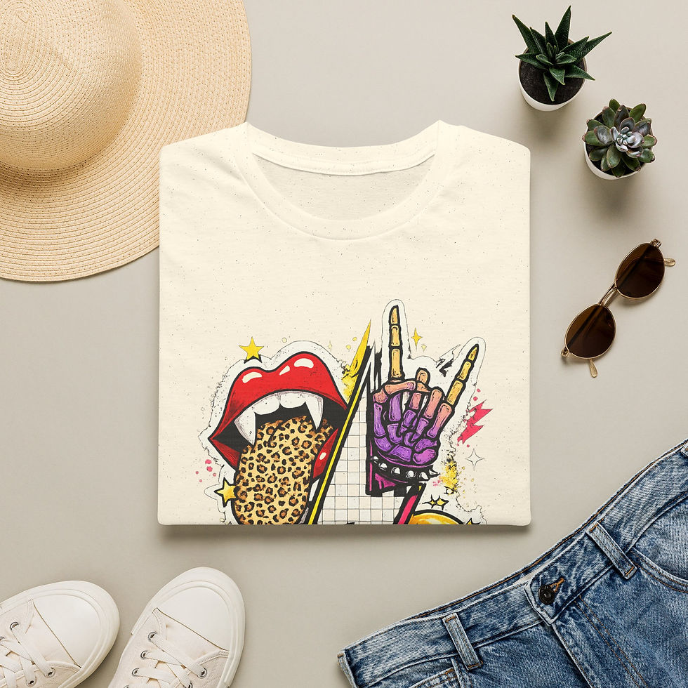 Thumbnail: Retro Leopard Tongue, Skull & Lightning Tee