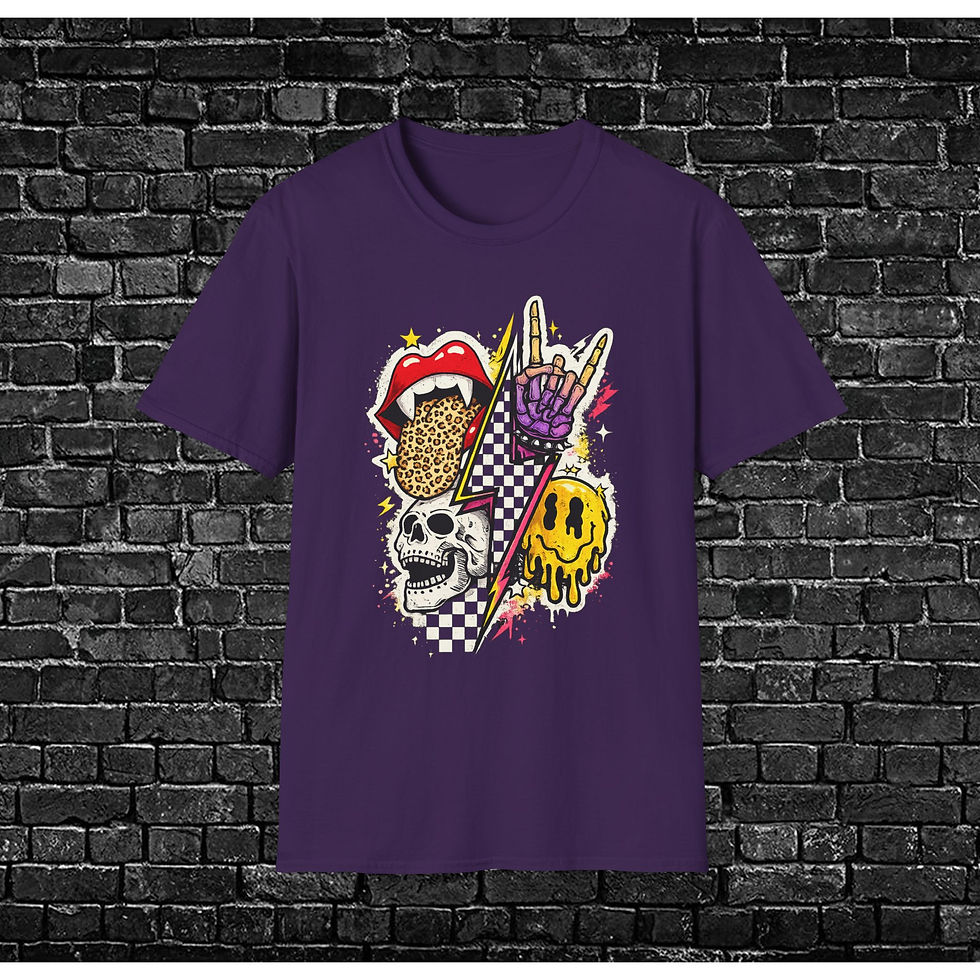 Thumbnail: Retro Leopard Tongue, Skull & Lightning Tee