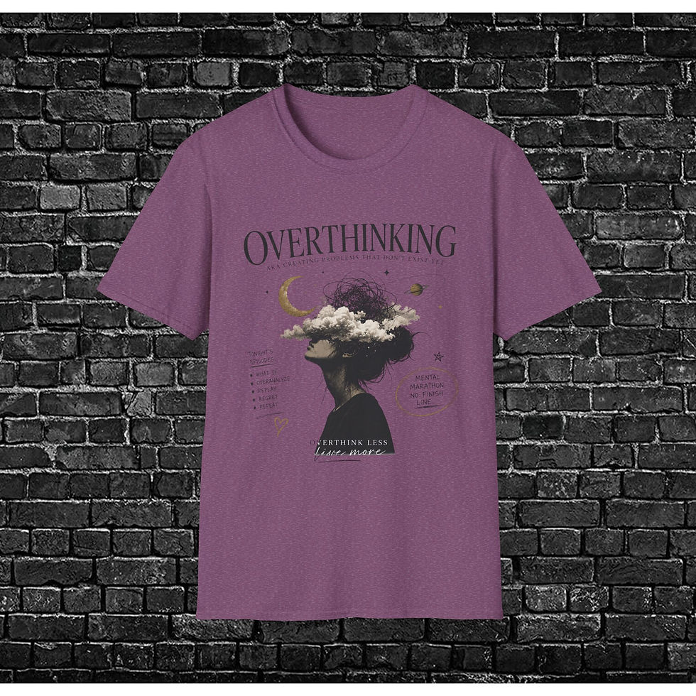 Thumbnail: Overthinking Graphic T‑Shirt — Celestial Mindscape Tee with 'Overthinking' Text