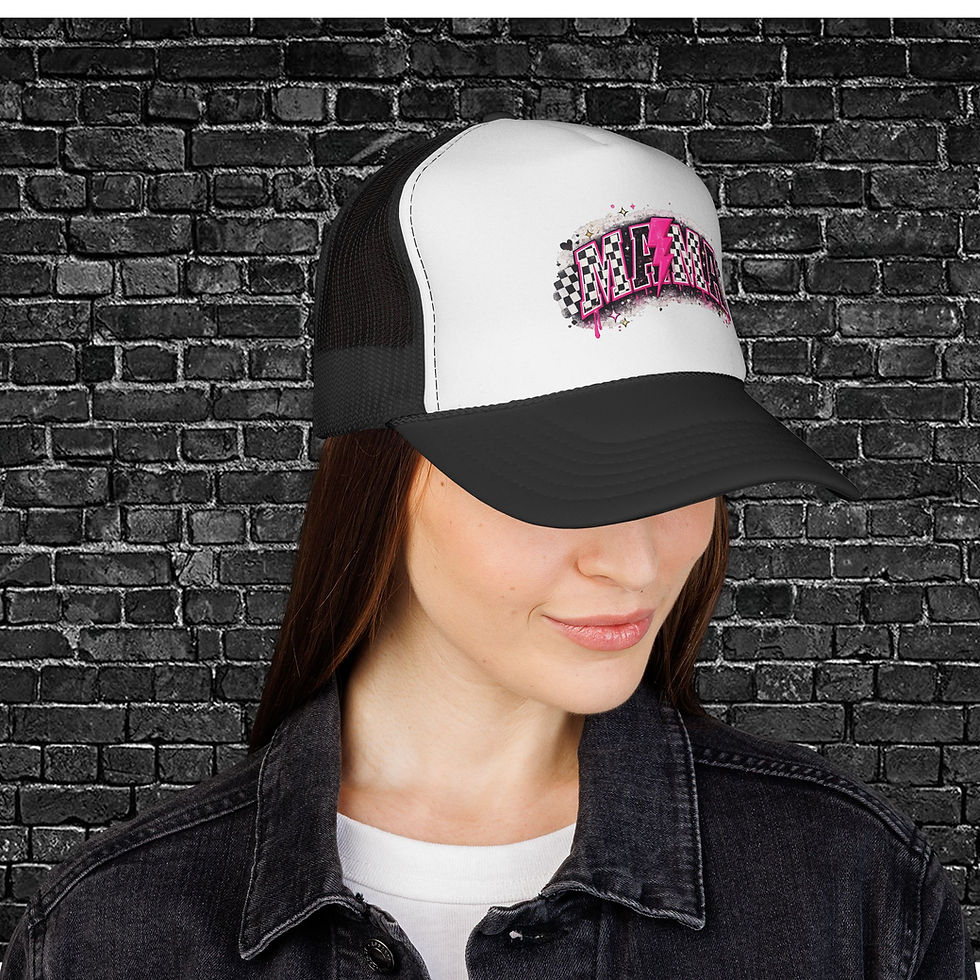 Thumbnail: 'MAMA' Pink Lightning Retro Racing Mesh Hat
