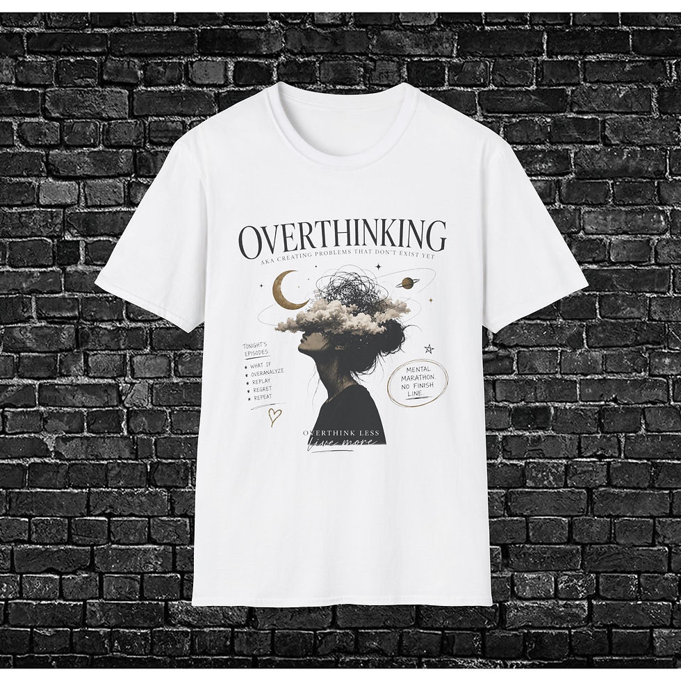 Thumbnail: Overthinking Graphic T‑Shirt — Celestial Mindscape Tee with 'Overthinking' Text
