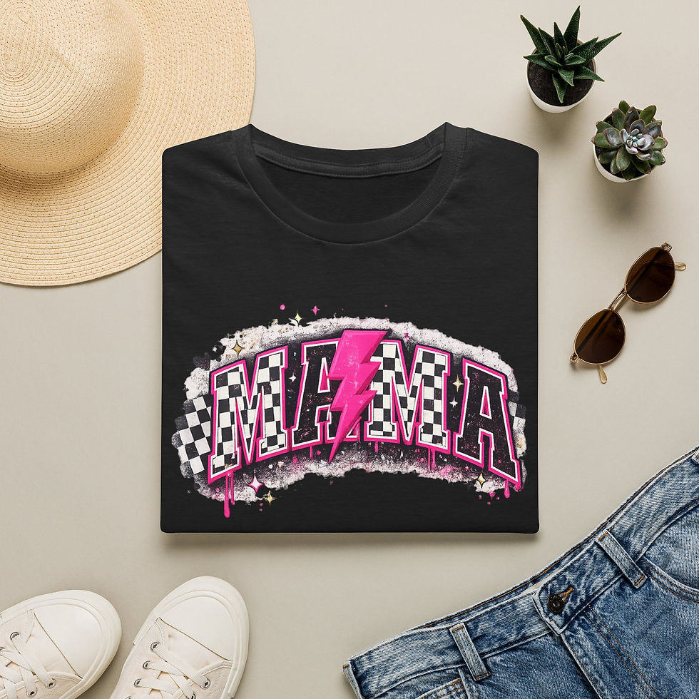 Thumbnail: Mama Retro Racing Checkered Mom Tee